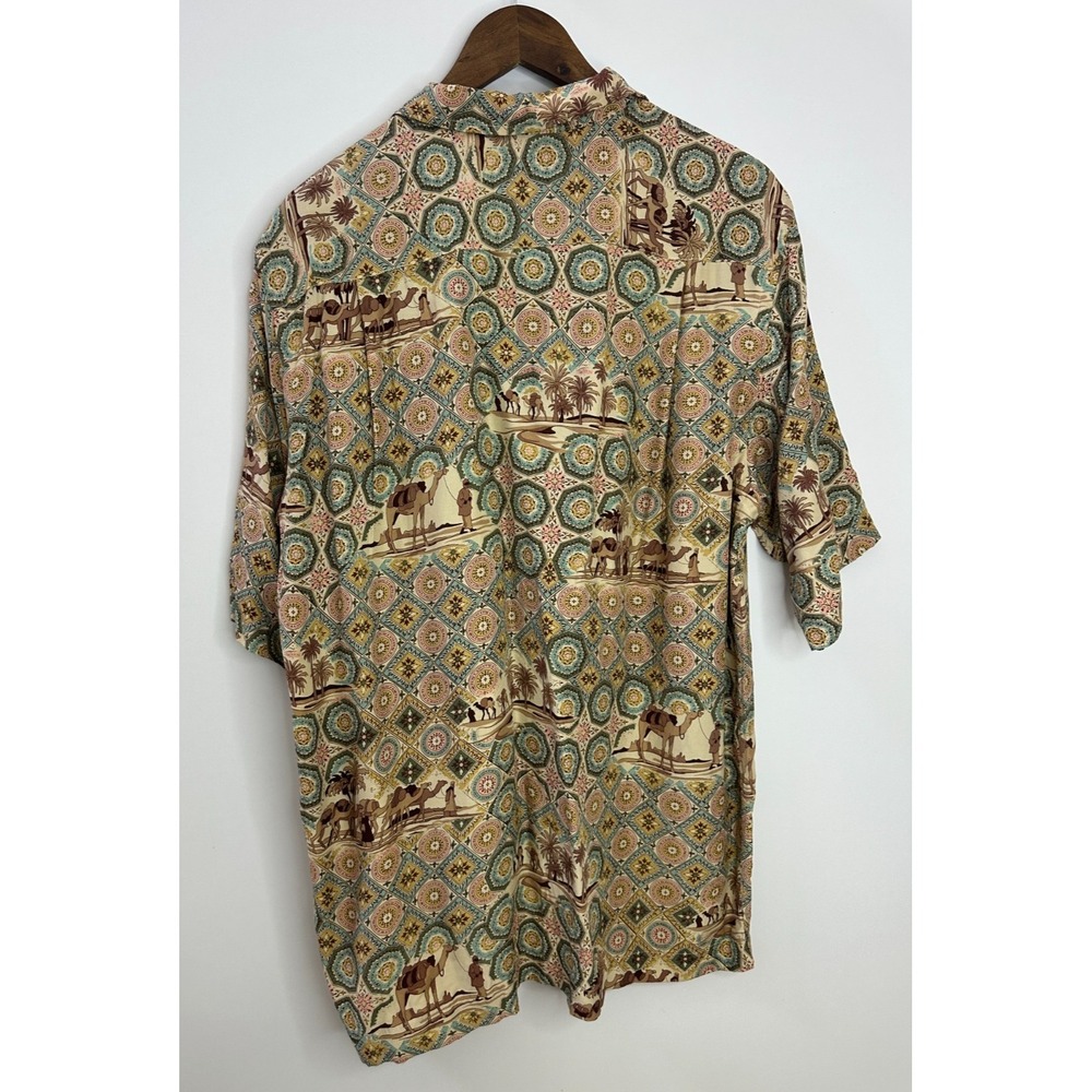 Vintage Nautica Moroccan Medallion Camel Print Button Shirt Mens Medium Resort - Picture 11 of 14